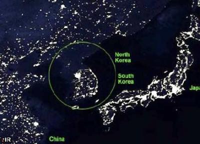 تفاوت جالب کره شمالی و کره جنوبی از فضا!